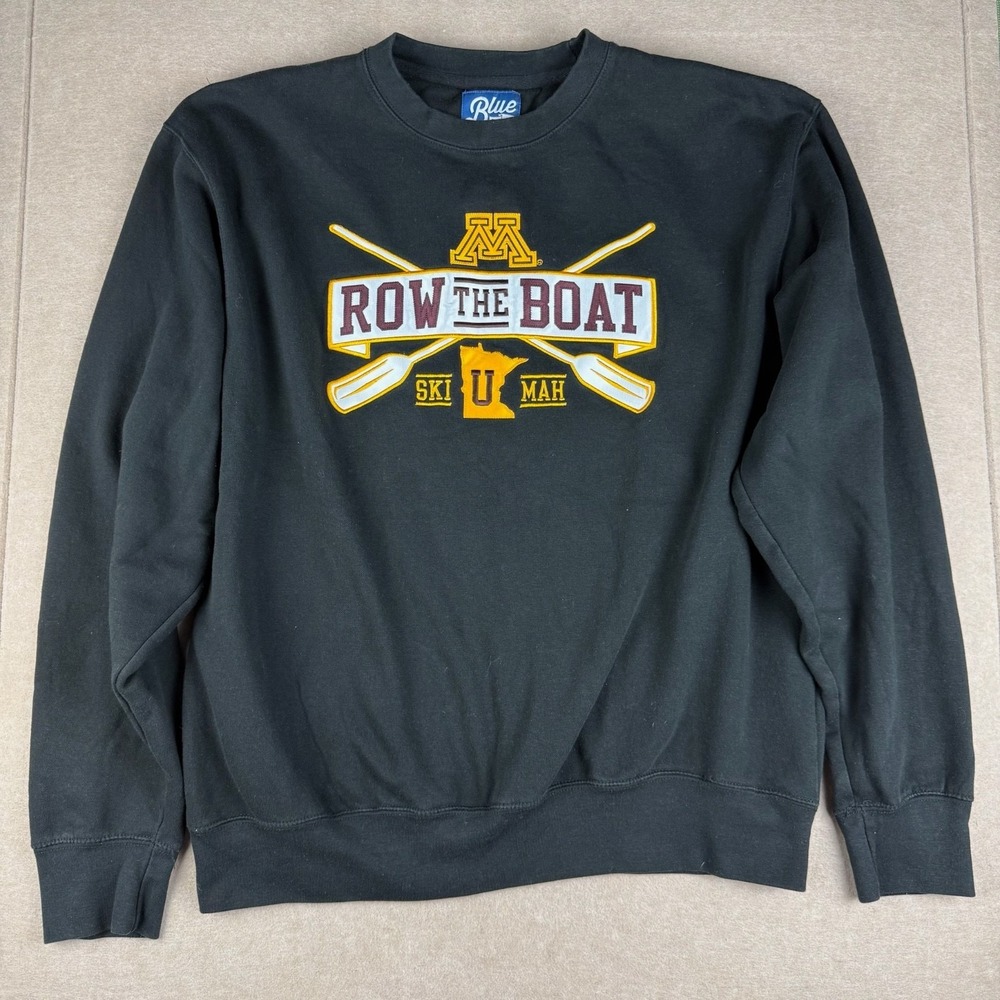 Blue 84‎ Sweatshirt Men L Black Sports Minnesota Row The Boat Ski U Mah